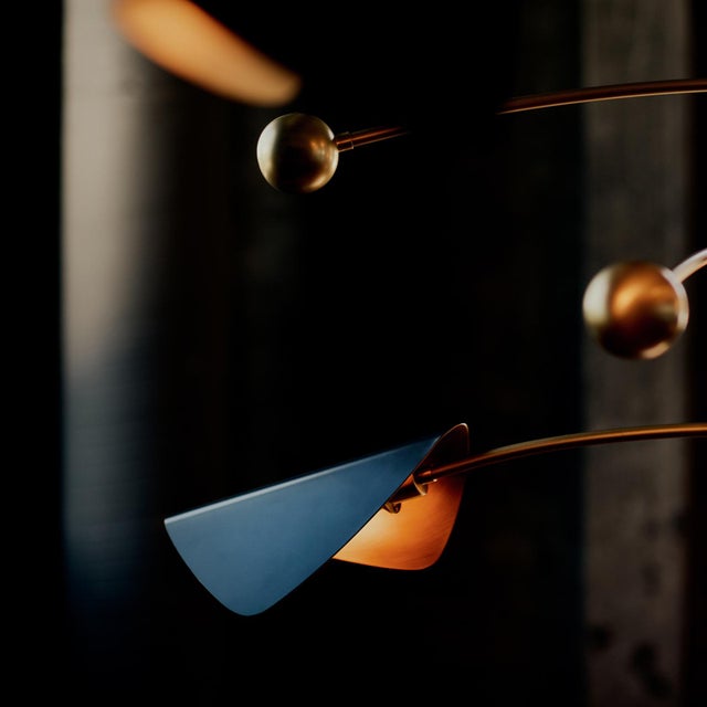 Eclipse Mobile Chandelier, Blackened Brass and Natural Brass For Sale - Image 4 of 10