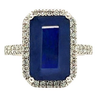 Sapphire Diamond Ring Size 6.25 14k Gold 6.84 TCW Certified For Sale
