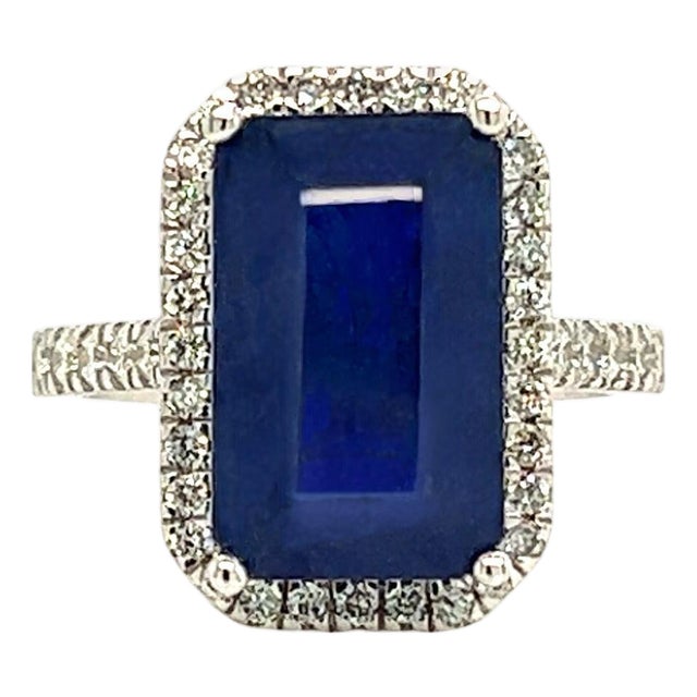 Sapphire Diamond Ring Size 6.25 14k Gold 6.84 TCW Certified For Sale