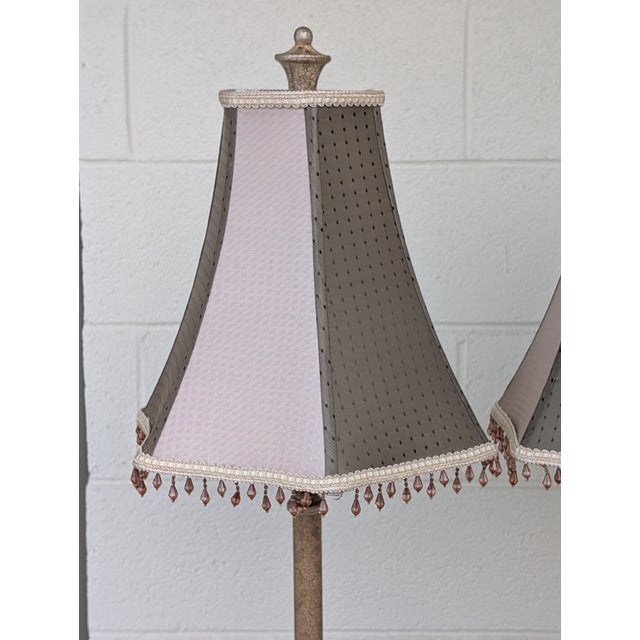 Vintage French Traditional Country Cottage Core 38" Tall Standing Table Lamps Set -a Pair For Sale - Image 12 of 12