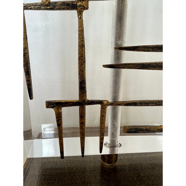 Transparent 1980s Bruno Lucite and Metal Mid Century Modern Table Lamps - a Pair For Sale - Image 8 of 10