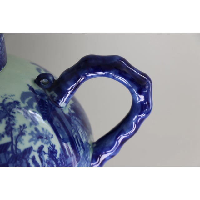 English Early 20th Century Blue and White Victoria Wear Teapot For Sale - Image 3 of 8