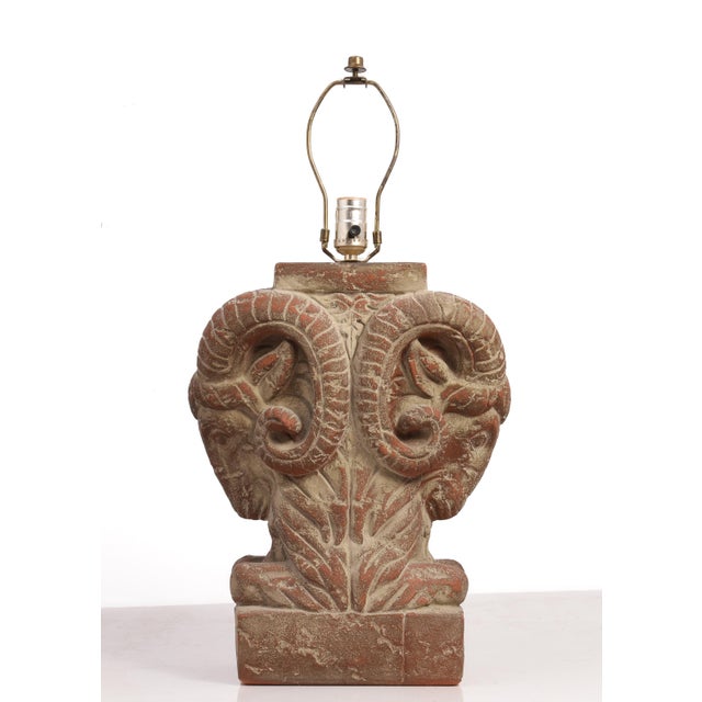 Bon Art 1990s Rams Ibis Ceramic Plaster Table Lamp Hollywood Regency Art Deco Chapman Mario Buatta For Sale - Image 9 of 16