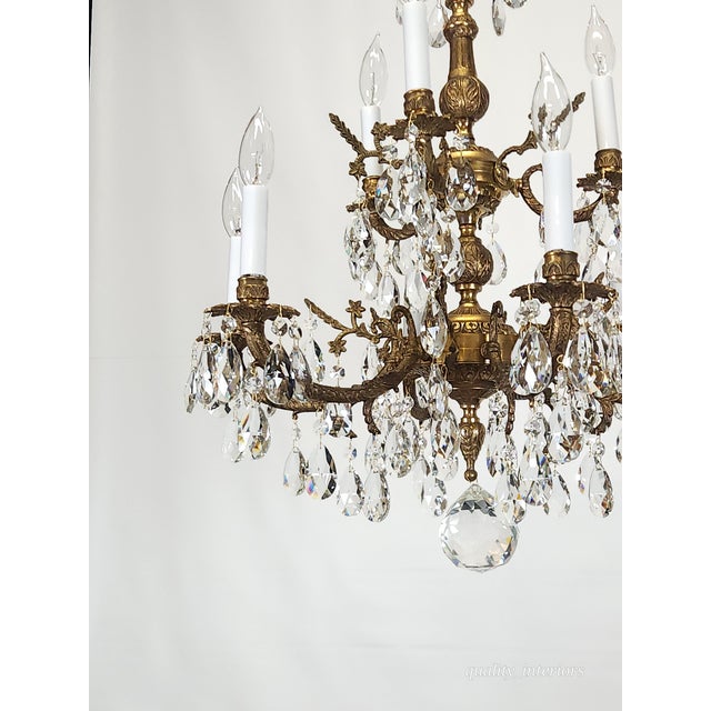 Antique Epic Glowing Glistening 9 Arm 9 Light Cut Lead Glass Crystal Chandelier For Sale - Image 12 of 18