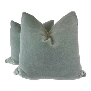 Mohair in Sky 22" Pillows-A Pair For Sale