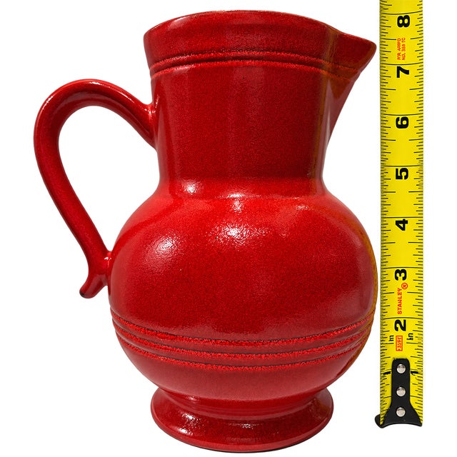 Vintage Modern Émile Henry France Red Glazed Ceramic Pitcher For Sale - Image 10 of 13