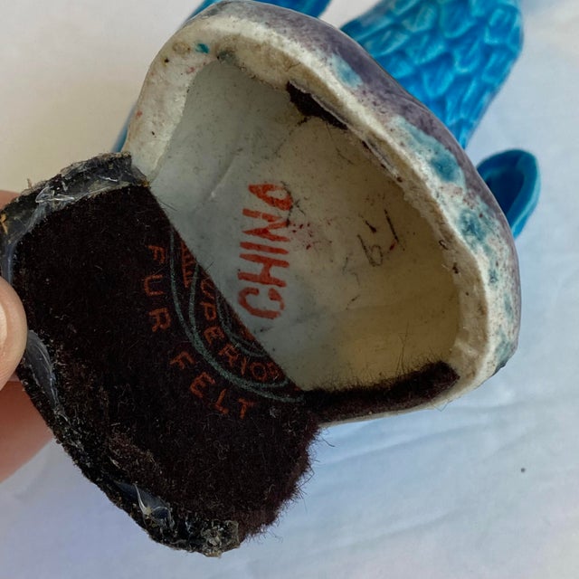 Chinese Turquoise Duck Statue Antique Figural Porcelain Blue Glaze Goose Bird Figurine For Sale - Image 11 of 11