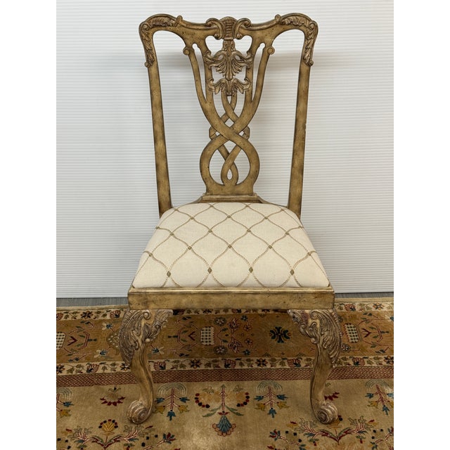 Maitland Smith Trellis Print Chippendale Style Arm Chair For Sale In San Francisco - Image 6 of 12