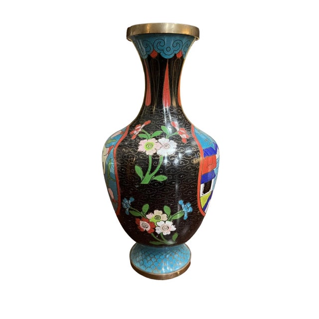 Chinese Late 19th Century Antique Cloisonne Vase, Stamped China For Sale - Image 3 of 9