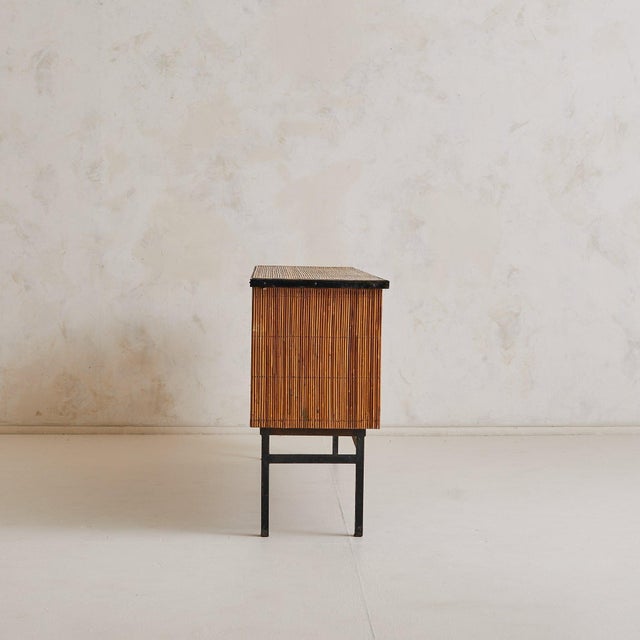 French Pencil Reed Sideboard with Iron Base, 1960s For Sale In Chicago - Image 6 of 11