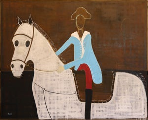 Man on Horseback Oil Painting, Large Equestrian Portrait Painting 170 X 210 Cm