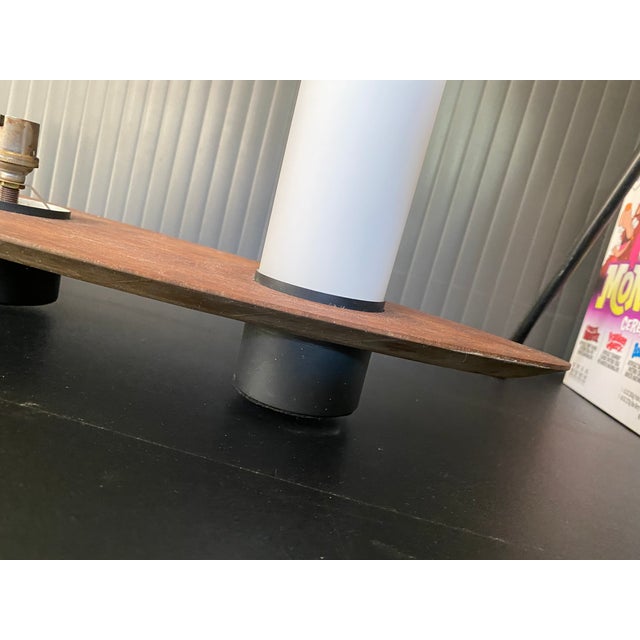 Vintage Scandinavian Surf Teak and Frosted Glass Ceiling Lamp in the style of Goffredo Reggiani, 1970s For Sale - Image 14 of 17