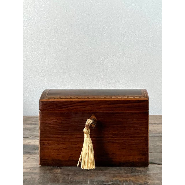 Mid 20th Century Vintage Boho Marquetry Treasure Trunk Box For Sale - Image 5 of 8