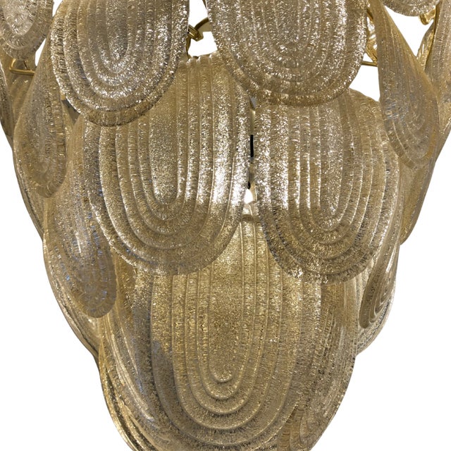 Art Deco Pendant Lamp in Gold Murano Glass For Sale - Image 4 of 6