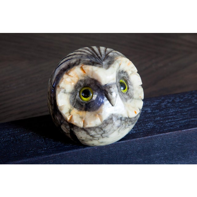 Figurative 1950s Hand-Carved Mid-Century Italian Alabaster Owl For Sale - Image 3 of 11