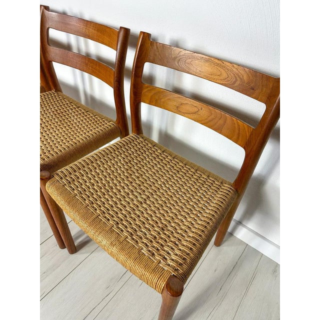 Vintage Danish Teak and Papercord Dining Chairs 84 by Niels O. Møller for Jl Møller, 1960s, Set of 6 For Sale - Image 6 of 13
