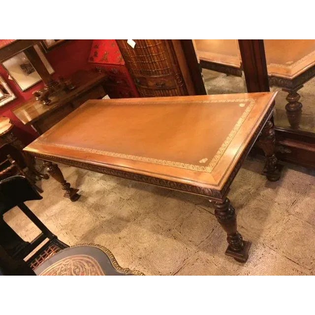 19th Century French Leather Top Sofa/Writing Table With Gold Tooling