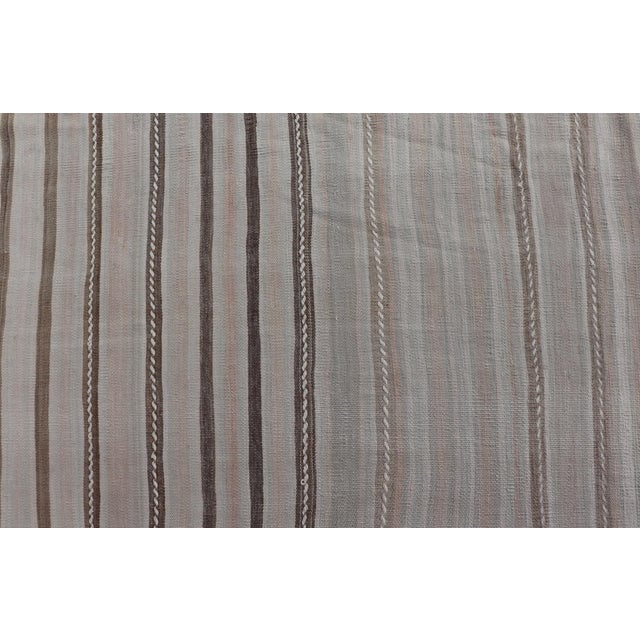 Vintage Turkish Kilim Rug With Subtle Striped Design in Taupe and Soft Gray For Sale - Image 10 of 13