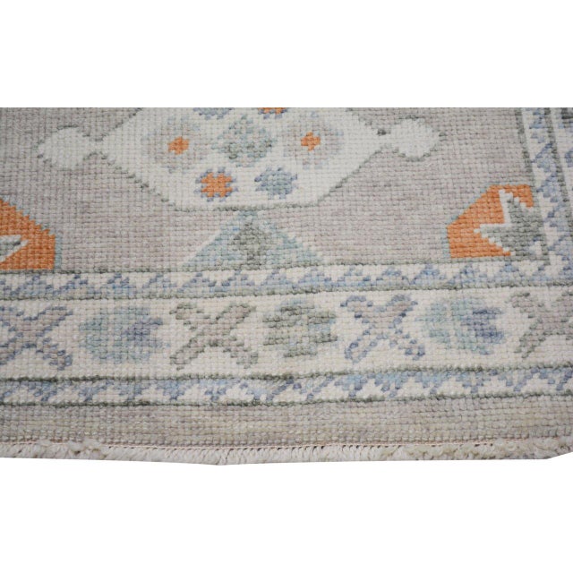 Turkish Oushak Knotted Wool Rug, 3'1''x11'2'' For Sale - Image 4 of 5