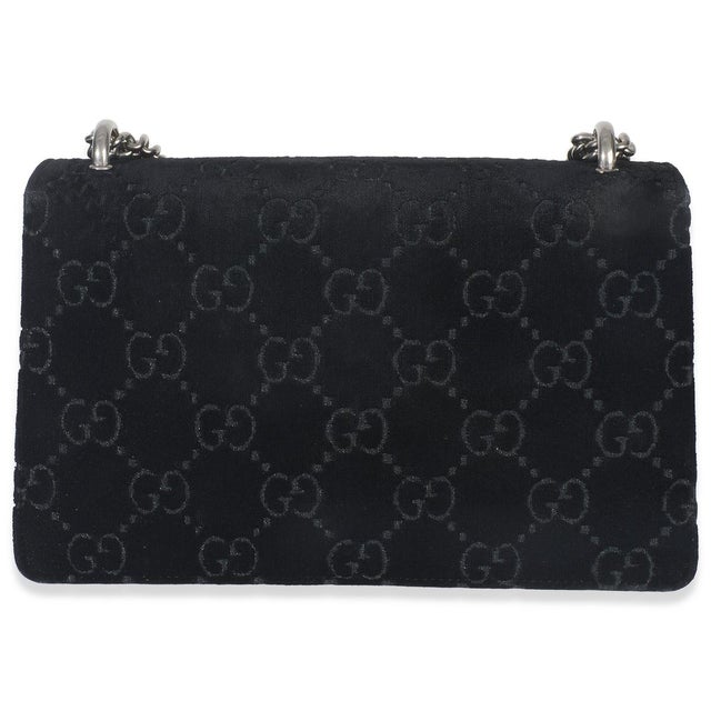 Gucci Black GG Embossed Velvet Small Dionysus Chain Bag For Sale - Image 4 of 9