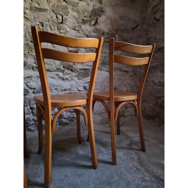 Vintage Baumann Bistro Chairs and Ottoman, France, 1950s, Set of 5 For Sale - Image 10 of 18