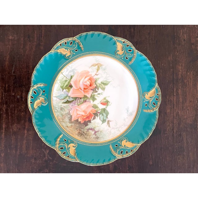 Antique Mintons for Tiffany & Co. Pierced Floral Cabinet 9" Plates - Set of 7 For Sale - Image 9 of 13