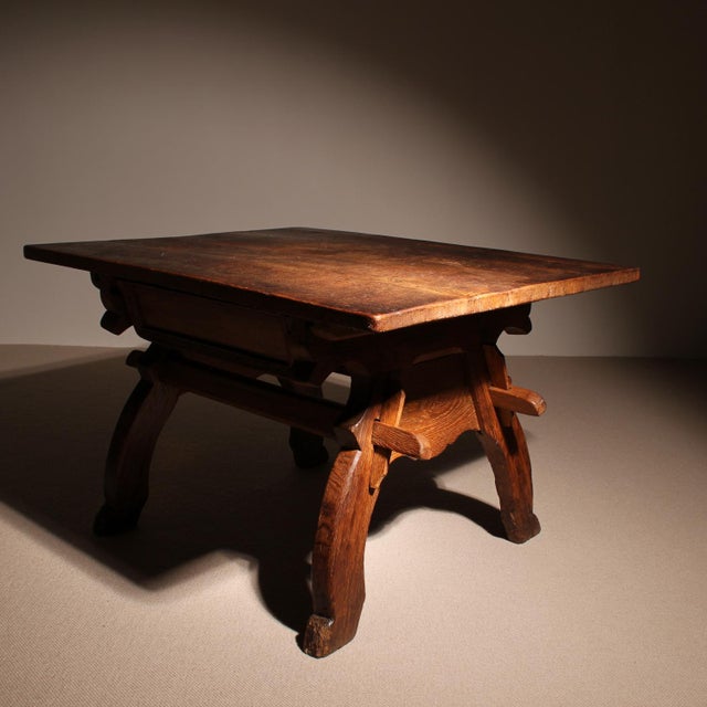 18th Century Alpine Rustic Jogltisch Farmhouse Table in Oak For Sale - Image 6 of 17