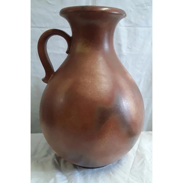 1970s Large Vintage Vase with Handle in Brown Mottled Ceramic, 1970s For Sale - Image 5 of 5