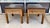 This pair of vintage Thomasville Mystique end tables features richly figured burl-style tops, brass campaign-style...