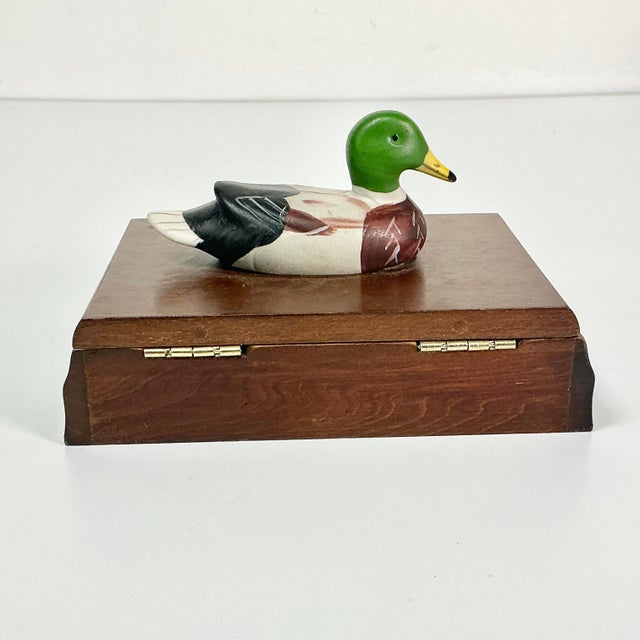 1982 Vintage Arts & Crafts Adirondack Rustic Duck Playing Card Box - 2 Decks Included. For Sale - Image 6 of 12