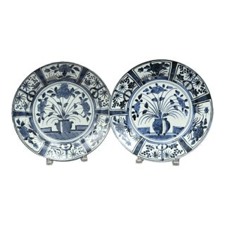 17tth-Century Japanese Porcelain Blue & White Kraak-Style Dishes For Sale