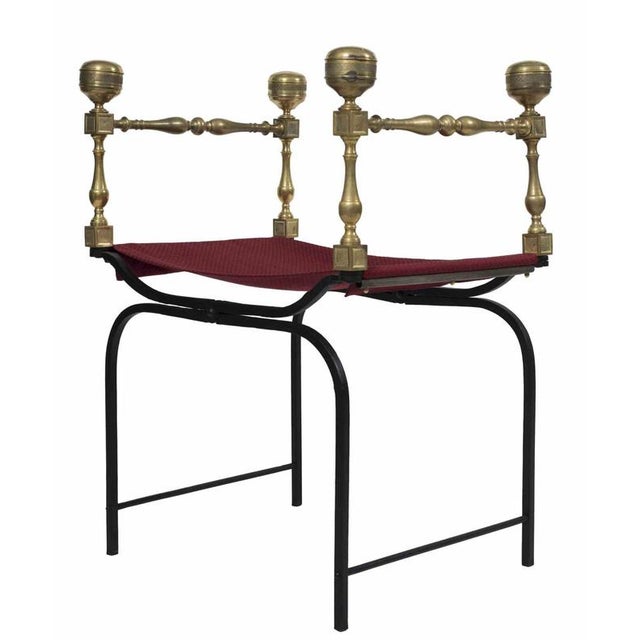 Realized in Iron and Gilded Bronze h 53 x 70 c 88 cm. Iron, fabric, brass. Very good condition.