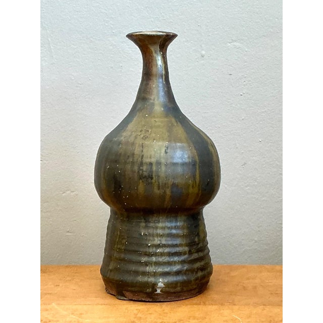Alabaster Vintage Textured Studio Pottery Vase For Sale - Image 8 of 17