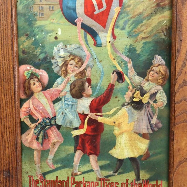 Victorian Antique Wells & Richardson Co. Diamond Dye Oak & Embossed Country Store Cabinet For Sale - Image 3 of 15