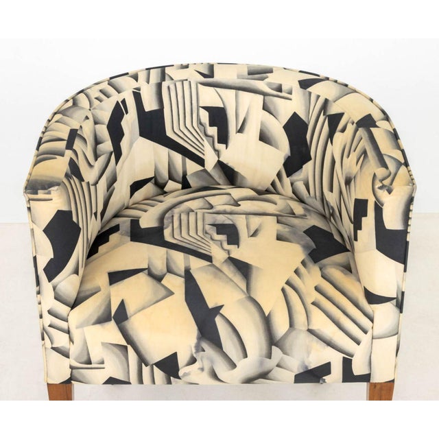 Modern Silk Upholstered Club Chair For Sale - Image 4 of 8