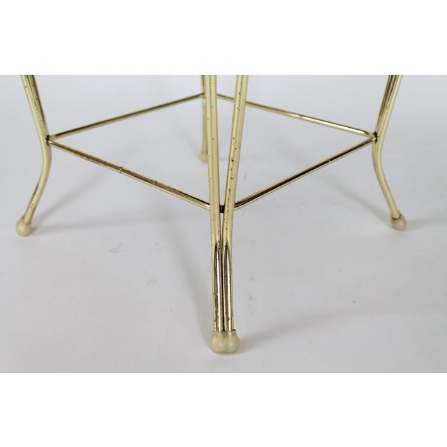Vintage Pale Pink & Brass Vanity Seat / Stool / Chair For Sale - Image 14 of 16