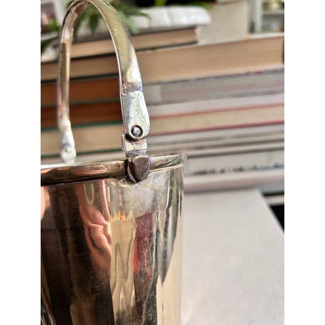 Vintage Silverplate Brass Petite Ice Bucket With Swing Handle For Sale - Image 10 of 12