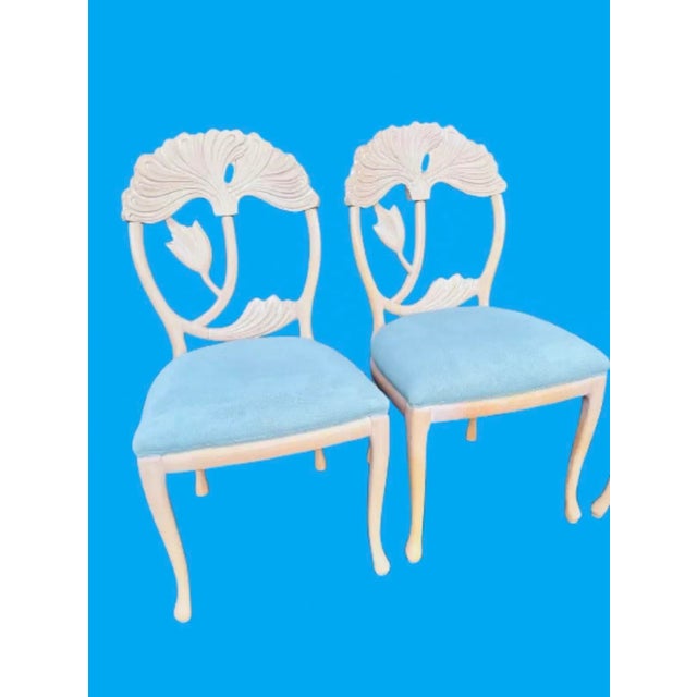 Vintage Hand Carved Italian Dining Chairs With New Upholstery in the Style of Phyllis Morris - Set of 4 For Sale In Miami - Image 6 of 11