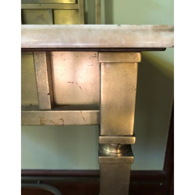 Early 20th Century Antique French Art Nouveau Solid Bronze Vanity Dressing Table With Marble Top & Mirror For Sale - Image 4 of 7