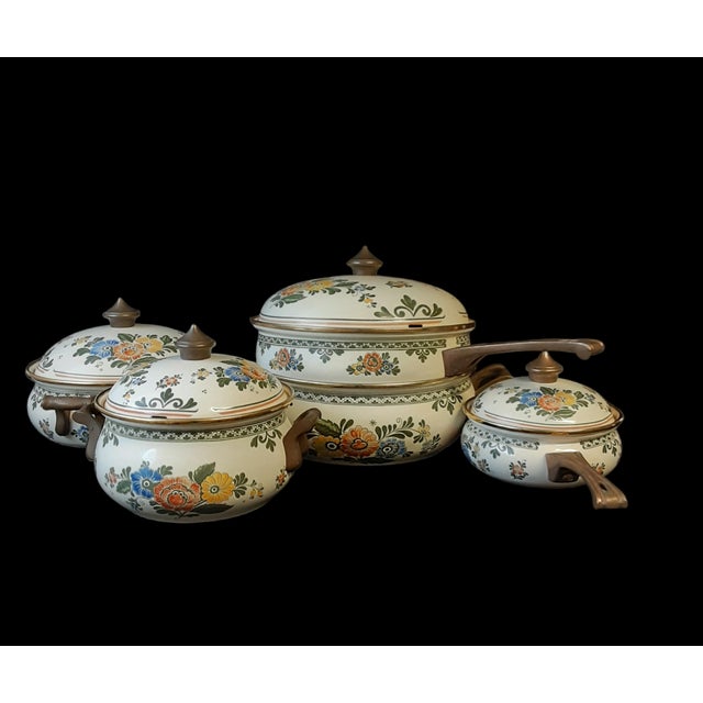Vintage Floral German Enamel Cookware Set 9 Pieces Chairish
