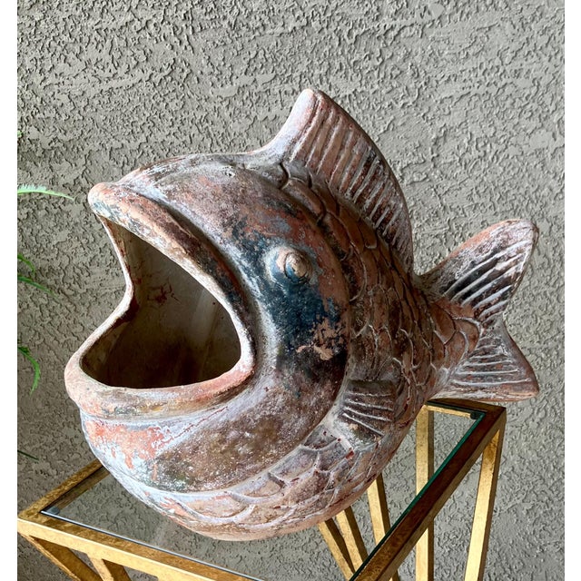 Rustic Chic Late 20th-Century Barro Rojo (Red Clay) in or Out of Doors Wide-Mouth Fish Planter, Mexico For Sale - Image 17 of 18