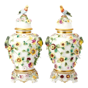 Magnificent Pair of Napoleon III Period Porcelain Covered Vases/ 19th Century.