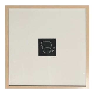 Sarah Trundle, Abstract Black and White Framed Painting, "Just My Cup of Tea" For Sale