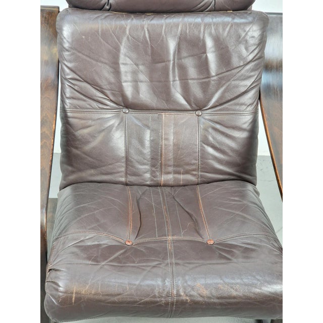 Mid-Century Modern Vintage Coja Armchair in Brown Leather and Bentwood, 1970s For Sale - Image 3 of 13