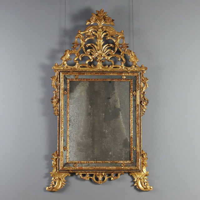18th Century Carved and Gilded Linden Wood Mirror, Piedmont For Sale - Image 13 of 13