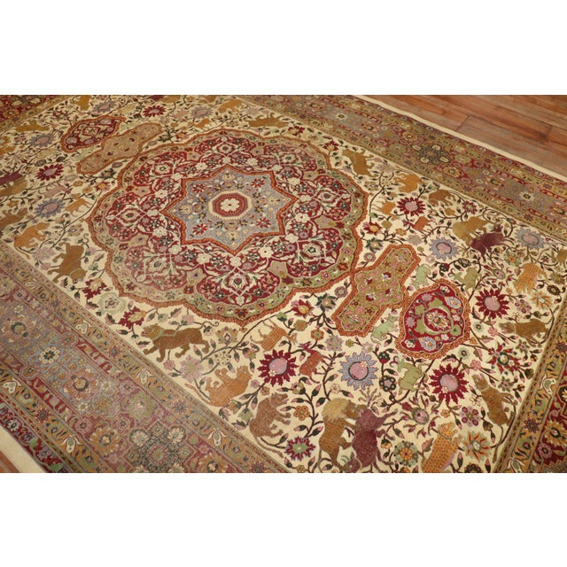 19th Century Zabihi Collection Indian Agra Animal Motif Rug - 8'2" x 12'4" For Sale In New York - Image 6 of 12