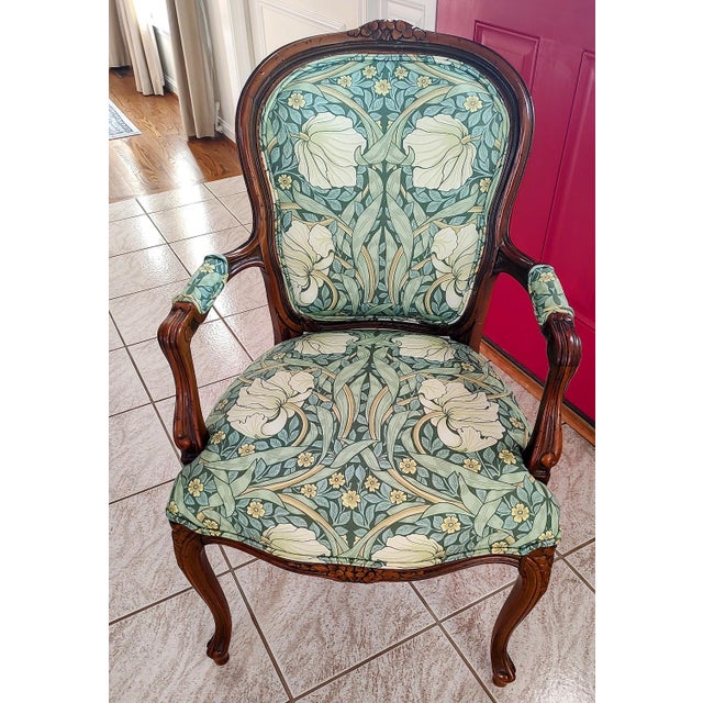 American Vintage Italian Chair Reupholstered in William Morris Print For Sale - Image 3 of 11