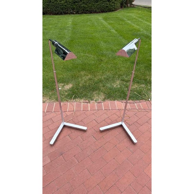 Metal 1970s Cedric Hartman Adjustable Chrome Floor Lamps - a Pair For Sale - Image 7 of 13