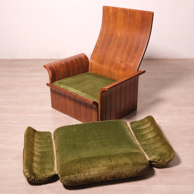 Handcrafted Armchairs in Velvet and Curved Wood, 1980s, Set of 2 For Sale - Image 14 of 18