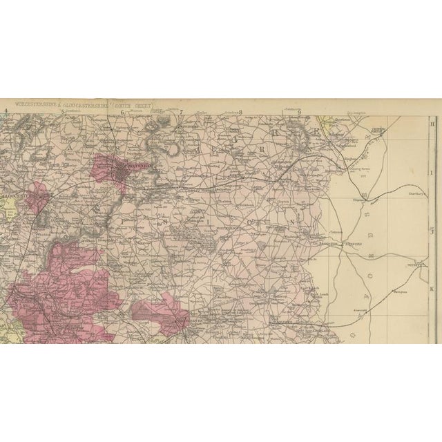 Worcestershire & Gloucestershire South Sheet Map by Edward Weller, 1885 For Sale - Image 4 of 9